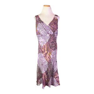 Y2K Kaleidoscope Size UK14 US10 Silk Blend Bias-Cut Dress Purple